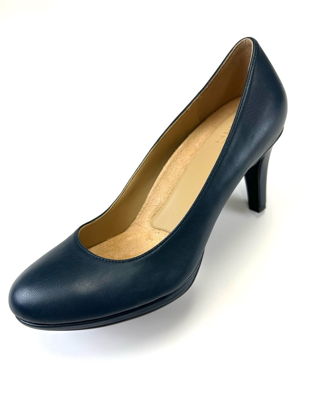 Naturalizer Michelle Navy Leather Platform Pumps Wide 8W Comfort Heels Round Toe